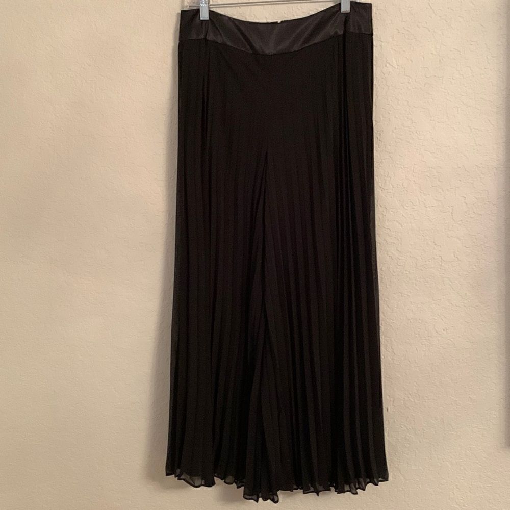 J.R.Nites Petites Plisse Black Wide Leg Pants Size 12P